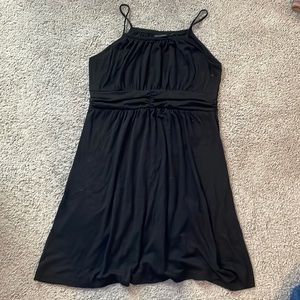 The limited- black midi sundress, spaghetti strap, fit flare, size L